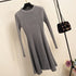 Women Long Sleeve Sweater Dress Women's Irregular Hem Casual Autumn Winter Dress Women O-neck A Line Short Mini Knitted Dresses - menochic